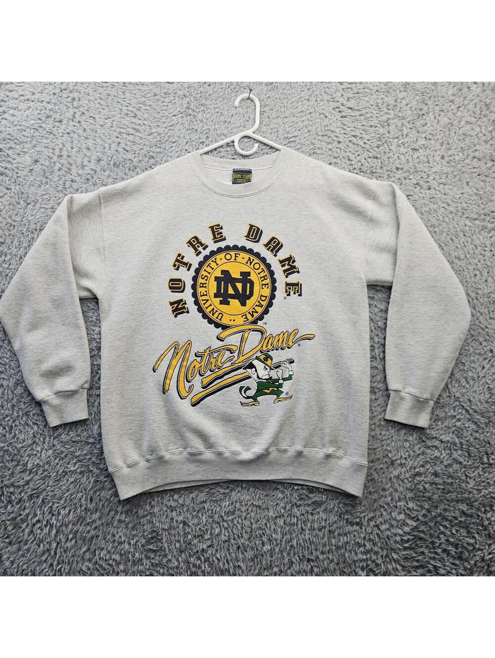 Notre Dame Fighting Irish Vintage Sweatshirt Men XL Nutmeg 90s Made USA Gray
